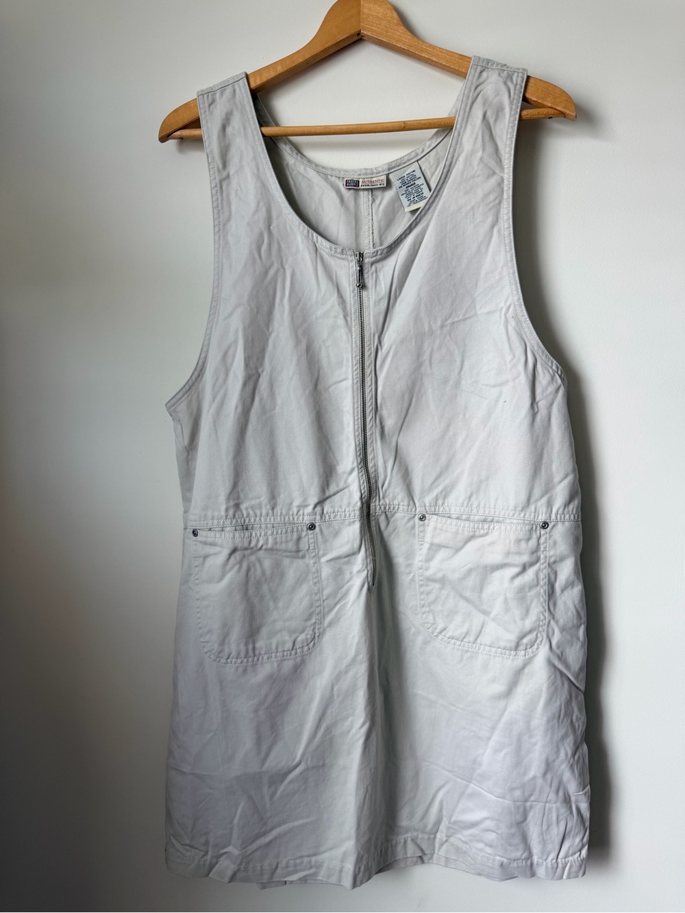 Y2k Faded Glory Beige Sleeveless Zip Front Dress